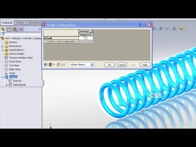 How to compress/extend a spring in SolidWorks