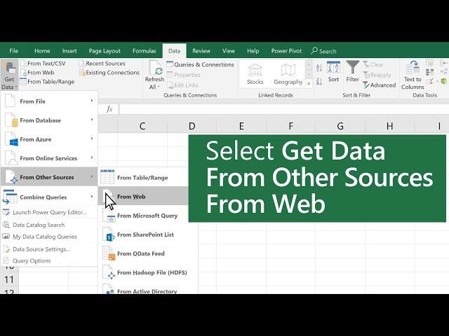 Import data from a Web page in Excel