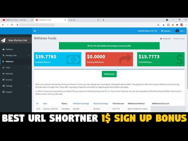 Best URL Shortener Without Captcha | Payment Proof | Best Link Shortener Without Captcha and Pop up