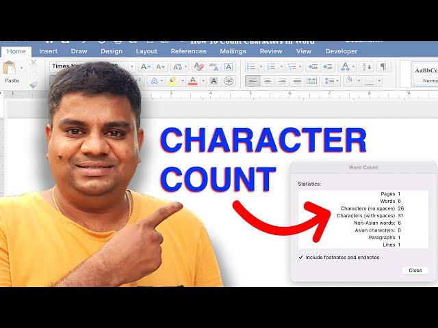 How To Count Characters In Word (MS Word)