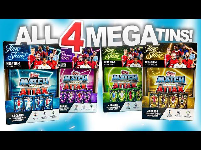 Opening ALL FOUR MEGA TINS from MATCH ATTAX 2024/2025! (Time To Shine Limited Editions!)