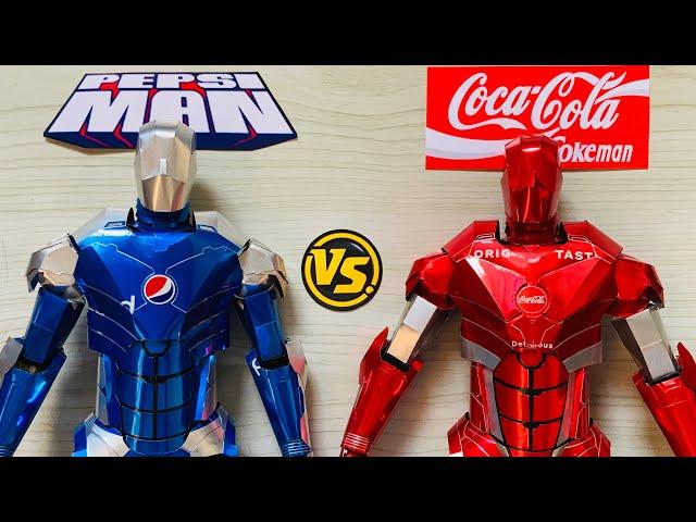 Homemade Armored Pepsiman VS CocaColaMan Using Soda Cans | Save Those Cans️