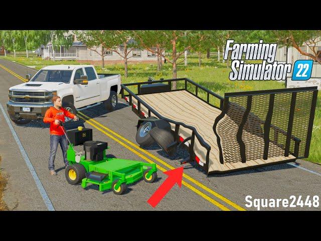 Lawn Care Trailer Got HIT! (CRASH) | FS22 Landscaping