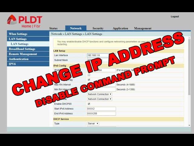 HOW TO CHANGE IP ADDRESS ON MODEM FIBER PLDT & DISABLE COMMAND PROMPT