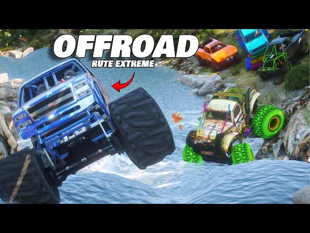 OFFROAD CUACA EXTREME, SUNGAI BERLUMPUR, MOBIL MONSTER MOGOK !!! || GTA V ROLEPLAY