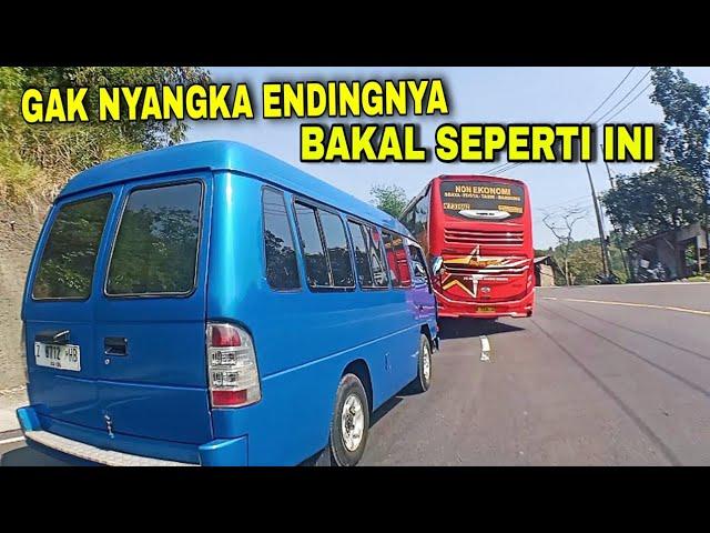 REBUTAN JALUR !! Supir elf emosi gak dikasih jalan sama bus sugeng rahayu