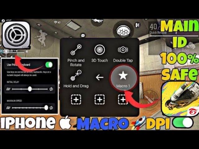 how to enable macro circle ⭕️ in any iOS device | iPhone  macro free fire  | 95% headshots 