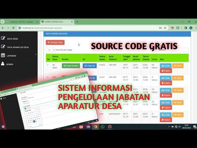 APLIKASI SISTEM INFORMASI BERBASIS WEB PENGELOLAAN JABATAN APARATUR DESA ( GRATIS )