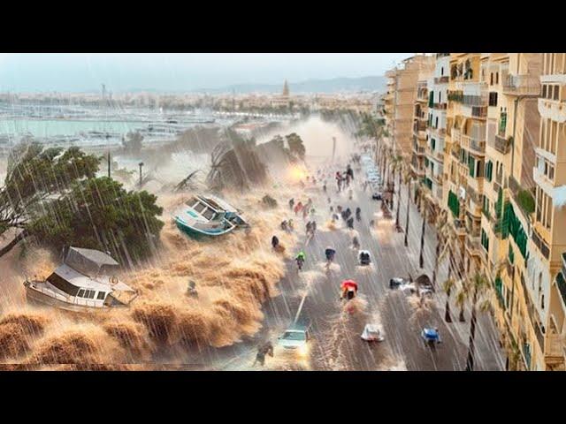 Spain Today! Storm surge like Tsunami hit Mallorca, the city is flooded, Europe is shocked