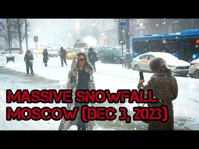 ️ MASSIVE SNOWFALL in Moscow! TVERSKAYA Street (December 3, 2023) [4K]