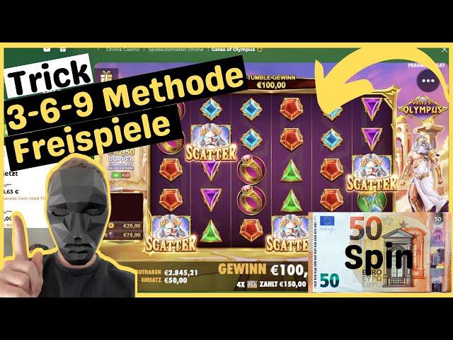 Online Casino Tricks | 3-6-9 Methode Gates of Olympus 50€ Freispiele Trick