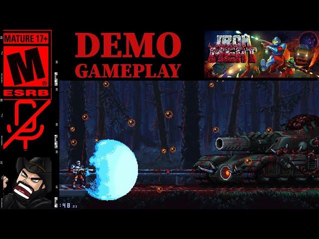 IRON MEAT by Retroware - Demo Gameplay (NO Commentary) Bloody Run and Gun Shooter 2D Platformer 2024