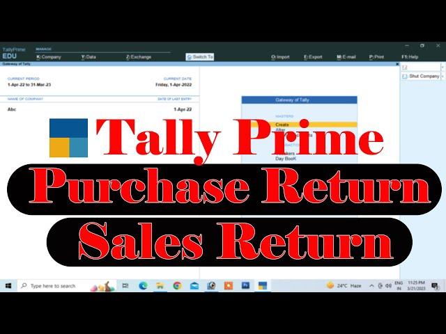 purchase return entry in tally prime | sales return entry in tally prime | tally | tally prime |