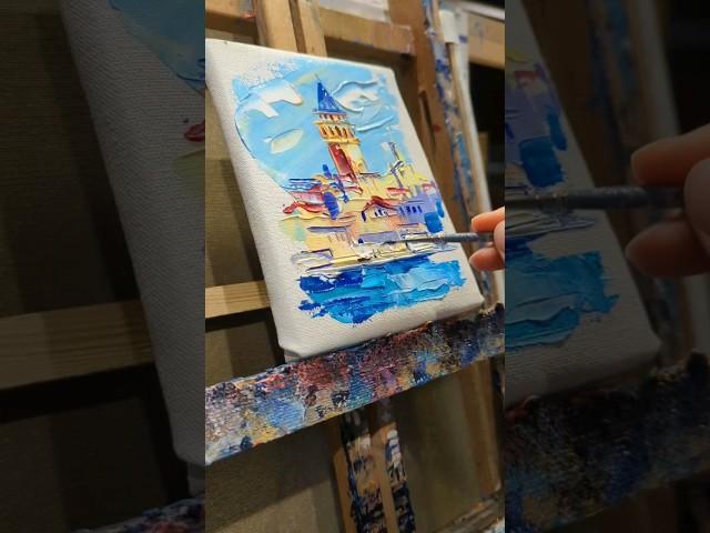 Quick 15 min acrylic etude, iconic view of  Galata tower