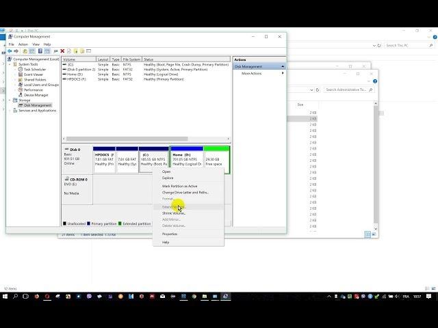 Can't extend C: patition: How to extend partitions on windows [Solved]