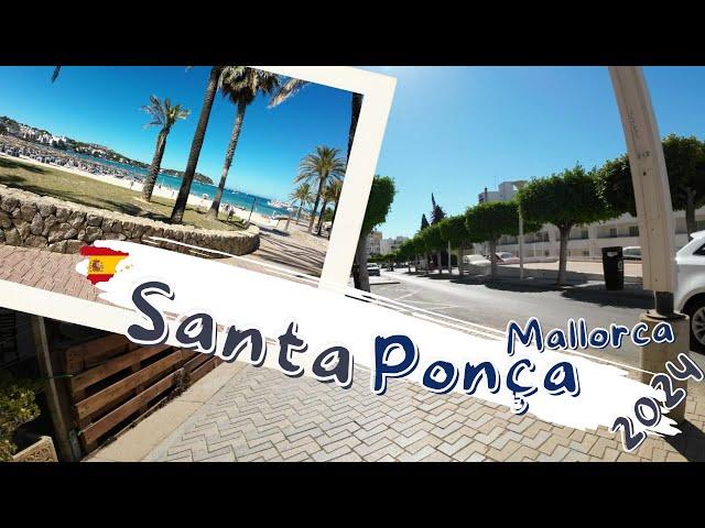 Walking in Santa Ponsa Mallorca 2024: Santa Ponsa Street walk to the Beach