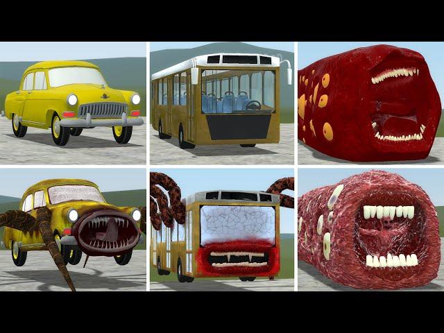 OLD AND NEW UPDATE: CAR EATER, BUS EATER, TRAIN EATER VS ALL TREVOR HENDERSON BATTLE In GMOD!