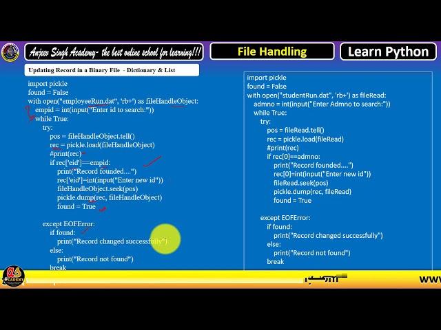 Binary File Handling in Python Part - 9 | Binary File Updating - Update Records