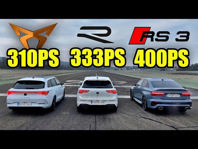 MQB EVO DRAG RACE | RS3 vs GOLF R vs CUPRA Leon VZ | Fahr doch