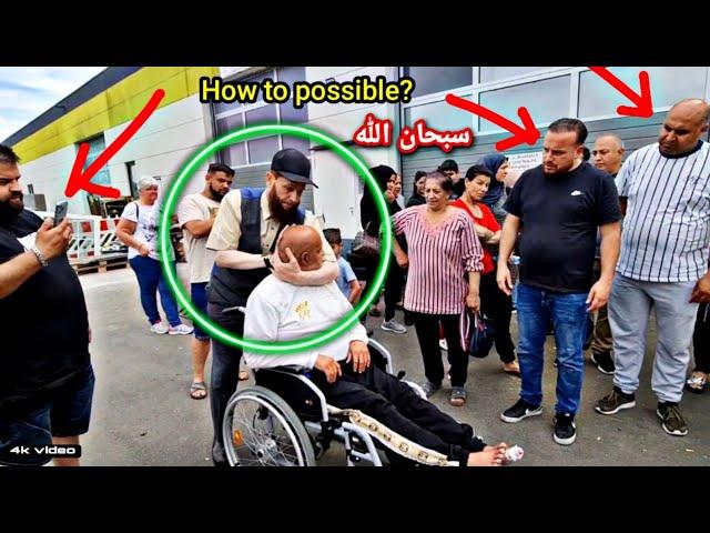 The most powerful clip in the world in Germany. This man is a Palestinian paralyzed for years.