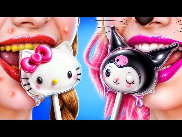 Kuromi vs Hello Kitty! How to Become Hello Kitty! Wednesday and Enid Extreme Glow Up!