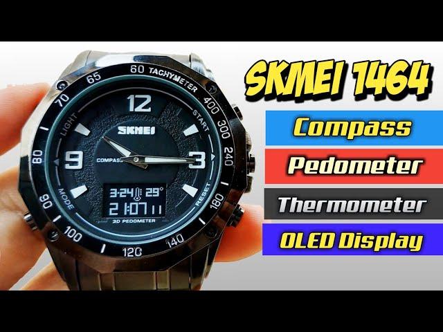 SKMEI 1464 OLED DISPLAY - UNBOXING, REVIEW, FULL SETUP COMPASS THERMOMETER PEDOMETER