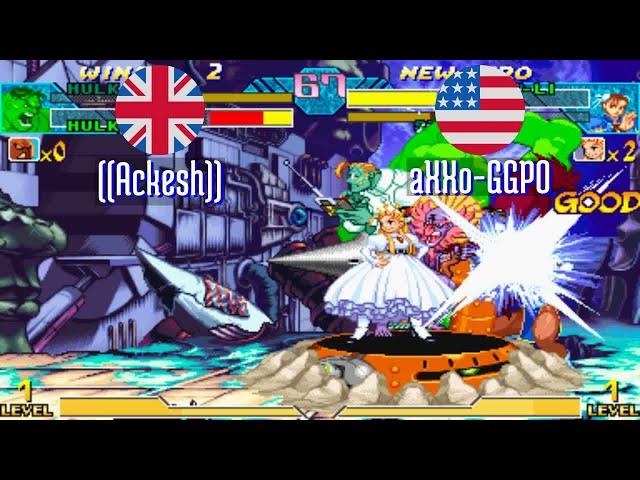 @mvsc: ((Ackesh)) (GB) vs aXXo-GGPO (US) [Marvel vs Capcom Fightcade] Aug 12