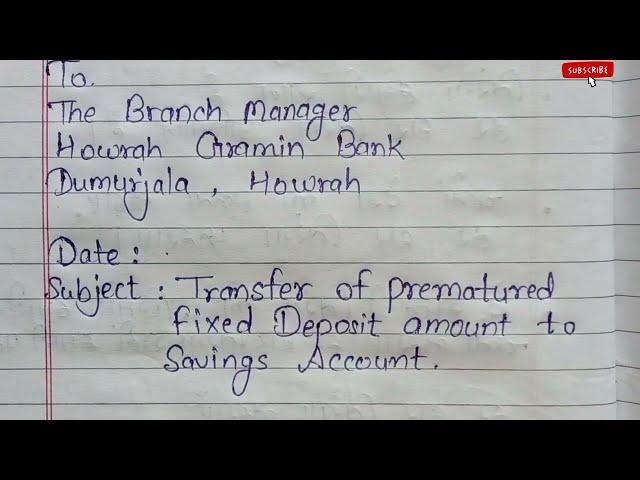 Letter to BANK manager for premature withdrawal of Fixed Deposit amount/Official Letter