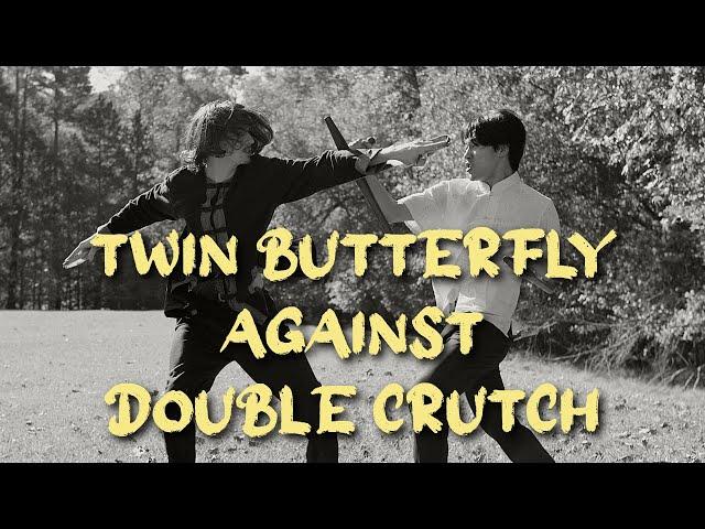 Shaw Bros Style Weapon Fight - Twin Butterfly Against Double Crutch