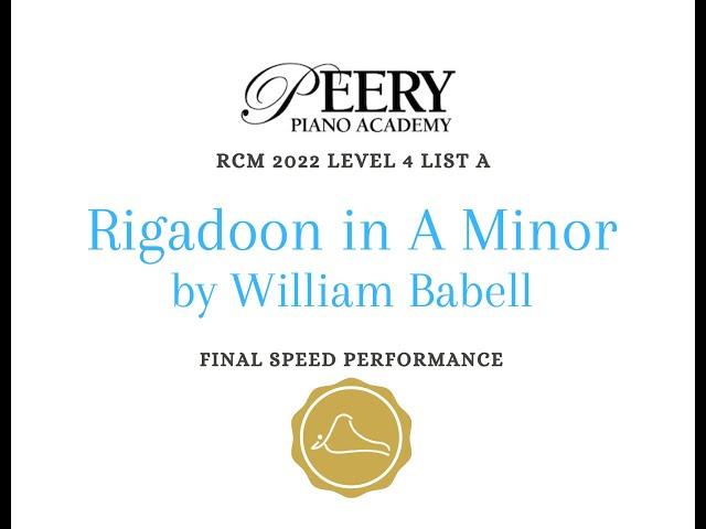 Rigadoon in A Minor by William Babell (RCM Level 4 List A 2022 Celebration Series)