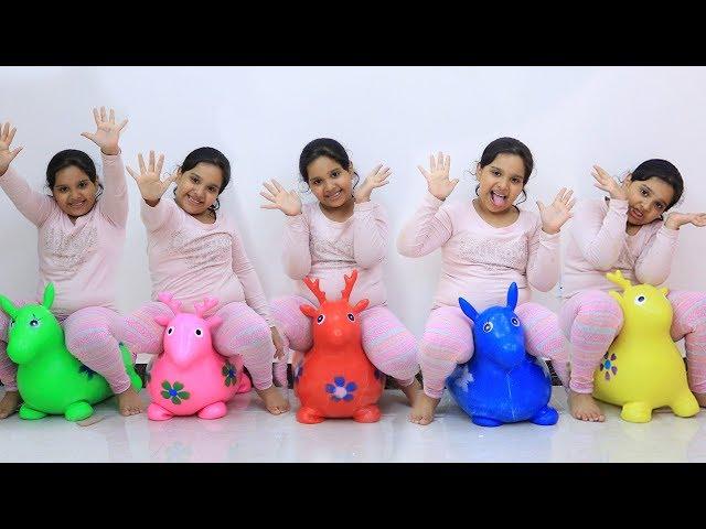 Five little Babies Jumping on the bed song, nursery rhyme for children, learn colors