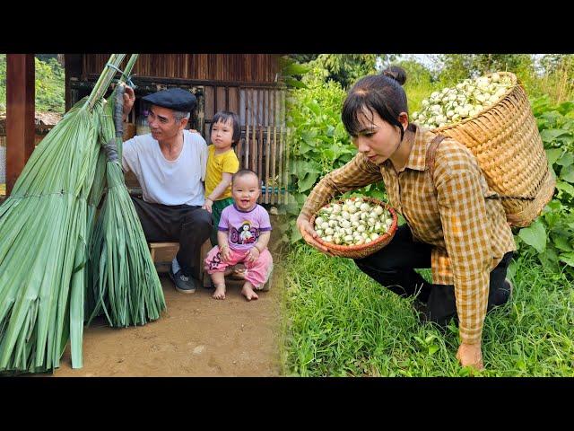 Single mother: Working every day - The joy of having grandfather and two children by her side.