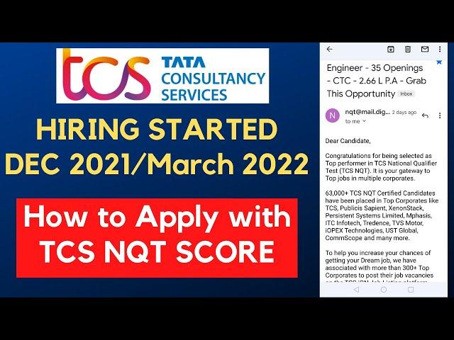 TCS NQT off-campus hiring started | How to Apply for Jobs with TCS NQT Score