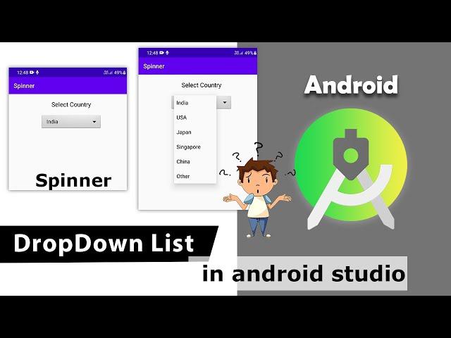Spinner in android studio | Create dropdown list | DropDown Menu in android | #49
