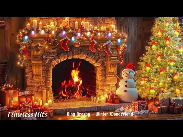 Nat King Cole, Bing Crosby, Frank Sinatra, D.Martin  Classic Christmas Music with Fireplace