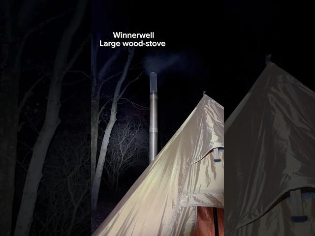 #shortsfeed  #camping #hottentcamping  -hot tent camping using winnerwell woodstove -tipi tent ️