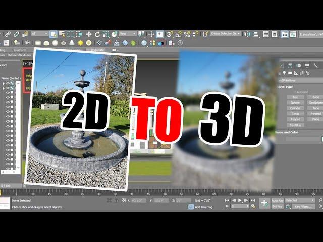 Convert 2d image to 3d model using 3ds max only