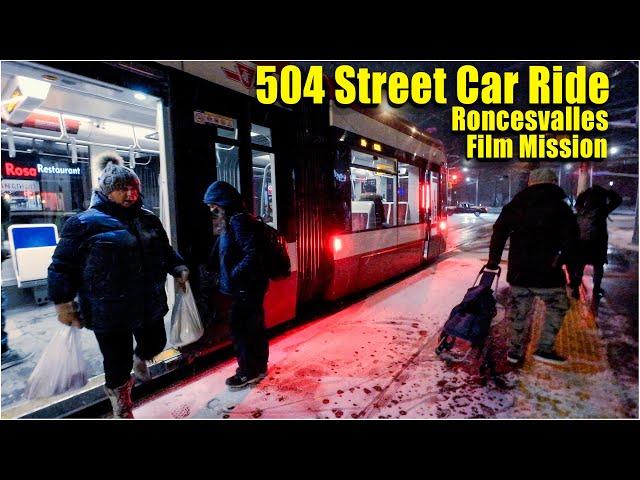 504 Street Car Ride - Roncesvalles  Toronto Snow