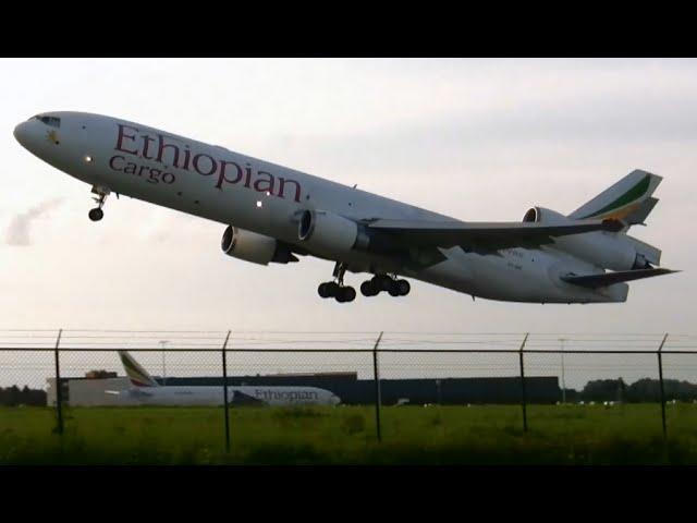 Plane spotting at Liége airport | MD-11F, 777F, 747F, AN-74, etc.