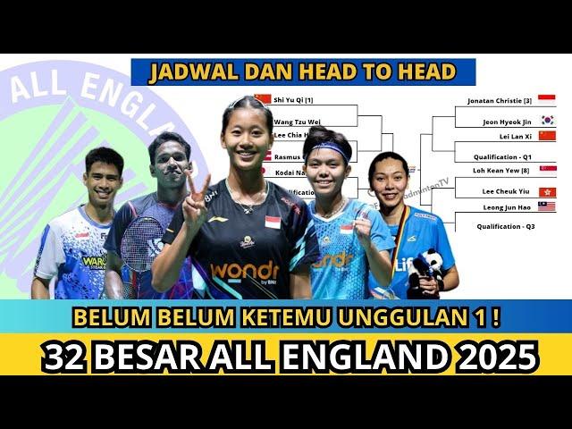 JADWAL 32 BESAR ALL ENGLAND 2025 DAN HEAD TO HEAD PEMAIN #allengland2025