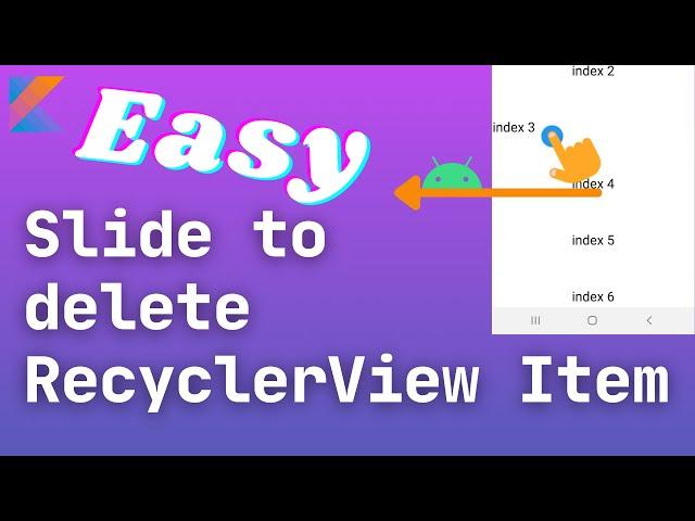 Android recyclerview swipe to delete item | slide to delete item from recyclerview | Kotlin 2021