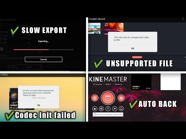 Kinemaster all Problem Solved| Kinemaster Auto Back | Kinemaster Slow Exporting | Export failed