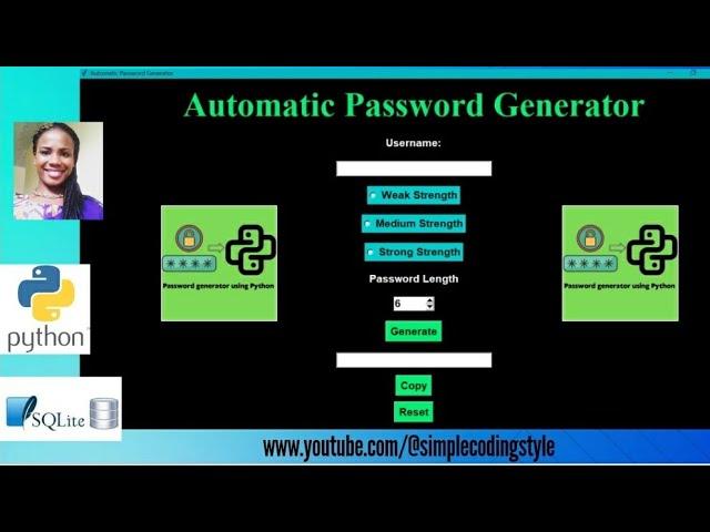 Python Random Password Generator Tkinter ||SQlite database