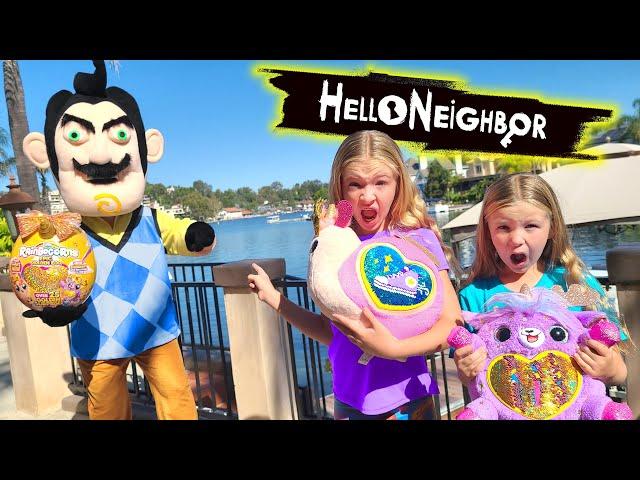 Hello Neighbor Prank Steals Our Rainbocorns! Toy Scavenger Hunt!!!