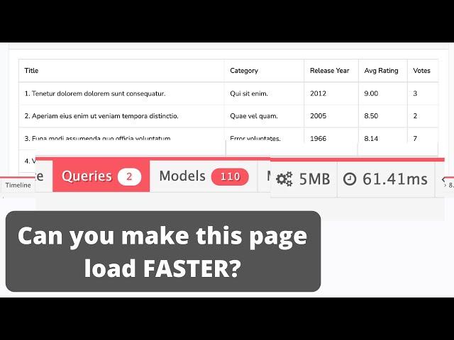 Laravel Challenge: Improve Eloquent Performance of Movies Table