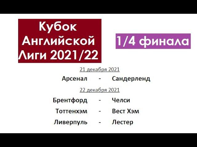 Футбол | Кубок Английской лиги 2021/22 | Матчи 1/4 финала | Результаты | Бомбардиры |