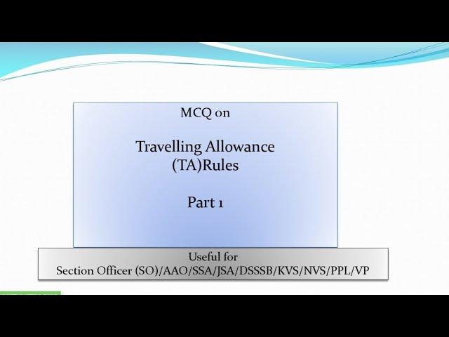 Traveling Allowance (TA) Rules 1