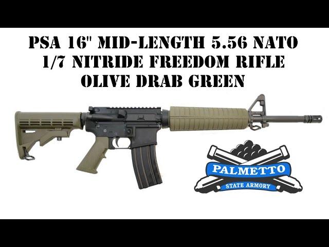 PSA 16" MID-LENGTH 5.56 NATO 1/7 NITRIDE FREEDOM RIFLE, OD GREEN