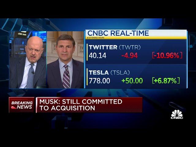 Jim Cramer breaks down shares of Twitter after Elon Musk puts deal on hold