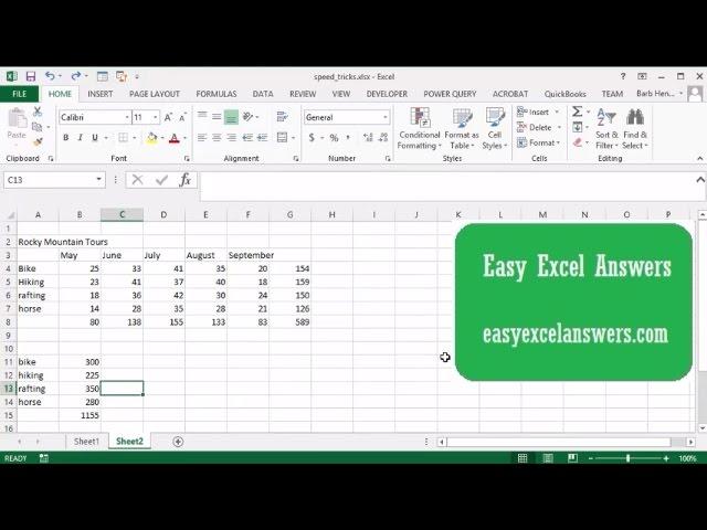 Speed tricks for working in Excel